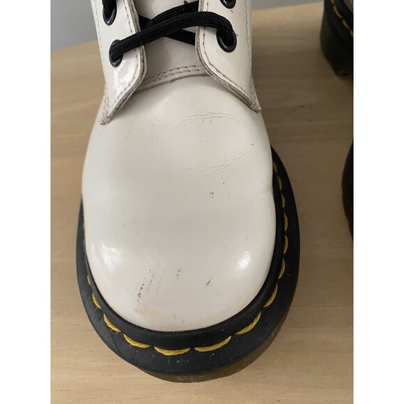 Dr Martens Boots Smooth White Patent Leather Pascal Womens 6 AirWair Docs 1460 - Picture 3 of 13
